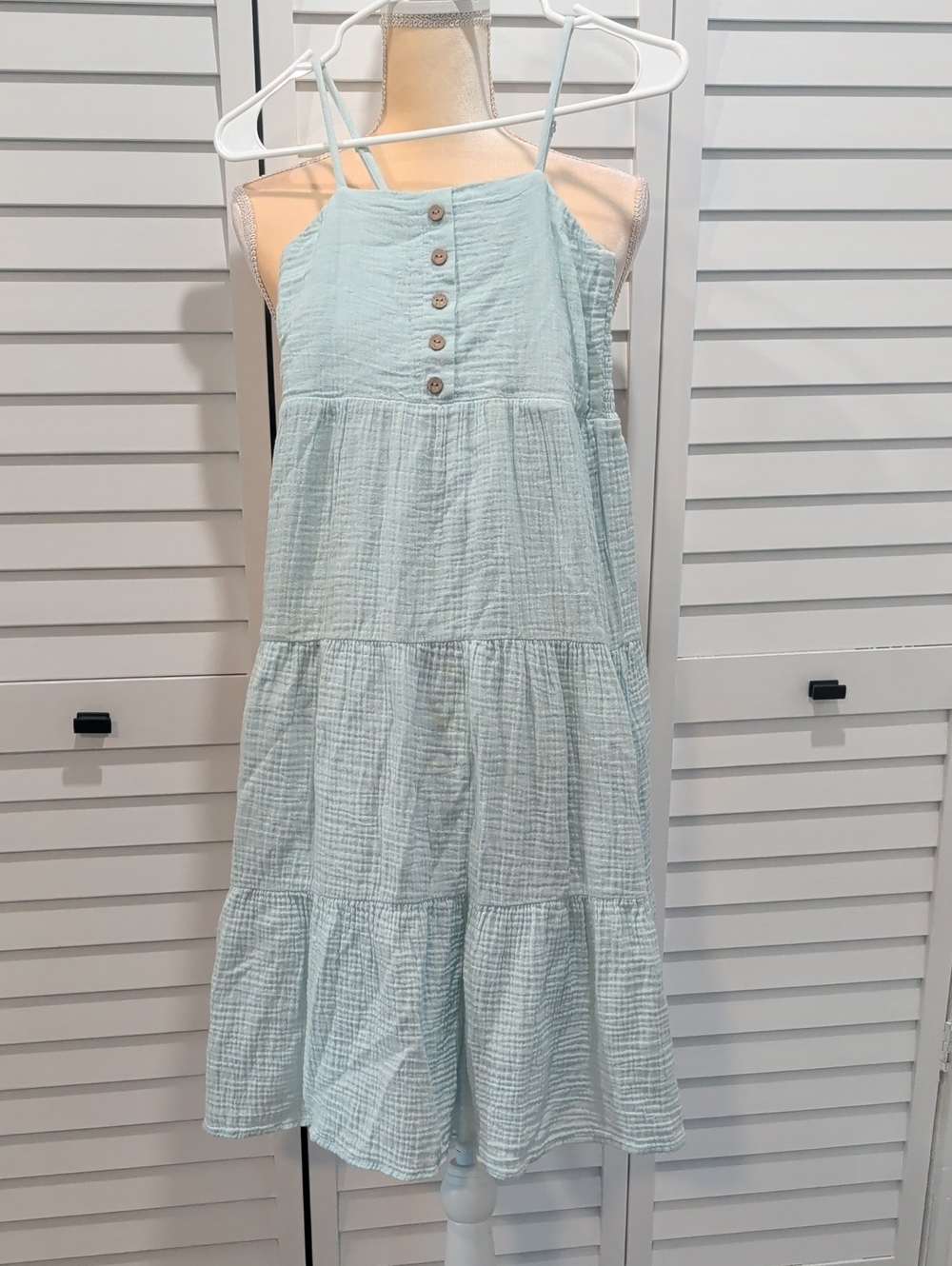 Forever 21 Pale Blue Tiered Spaghetti-Strap Dress